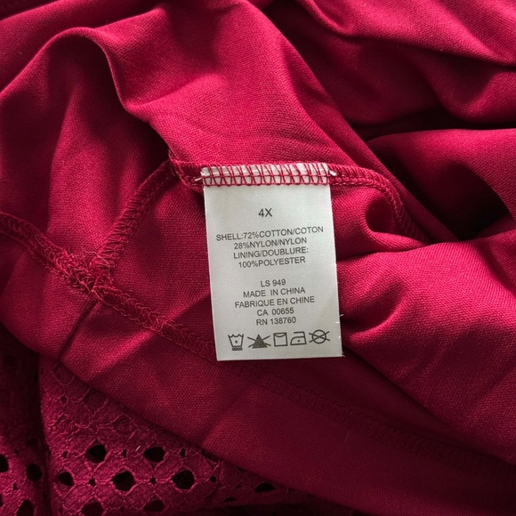 LACE SKIRT, ANEMONE (Wine), SIZE 4X, 24 INCH LENGTH, COTTON NYLON BLEND, POCKETS - Picture 2 of 9